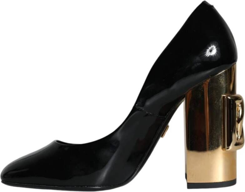 Dolce & Gabbana Zwart Goud Logo Hakken Pumps Schoenen Black Dames