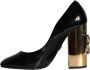 Dolce & Gabbana Zwart Goud Patentleren Logo Hakken Pumps Black Dames - Thumbnail 12