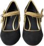 Dolce & Gabbana Zwarte Suède Gouden Mary Janes Hakken Black Dames - Thumbnail 10