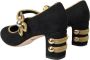 Dolce & Gabbana Zwarte Suède Gouden Mary Janes Hakken Black Dames - Thumbnail 12