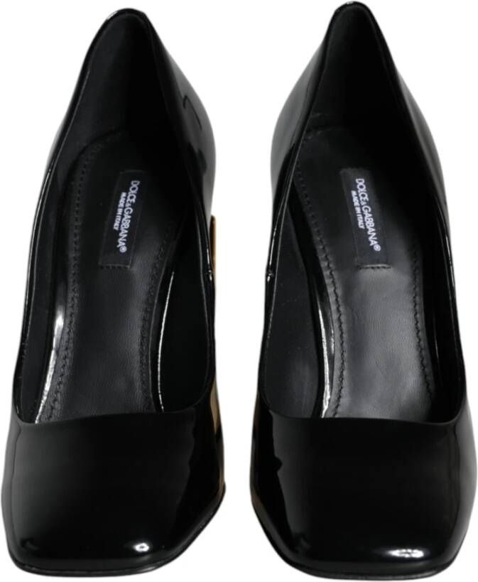 Dolce & Gabbana Zwart Goud Patentleren Logo Hakken Pumps Black Dames