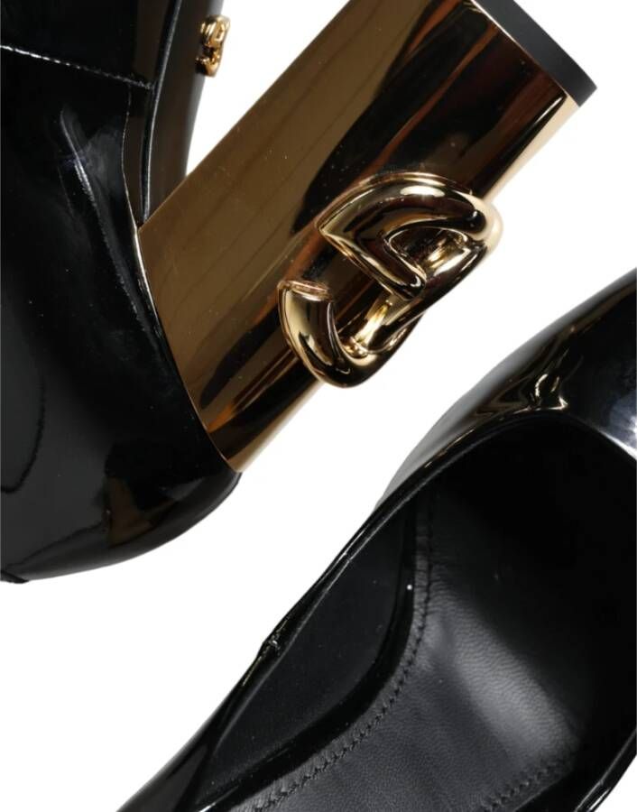 Dolce & Gabbana Zwart Goud Patentleren Logo Hakken Pumps Black Dames