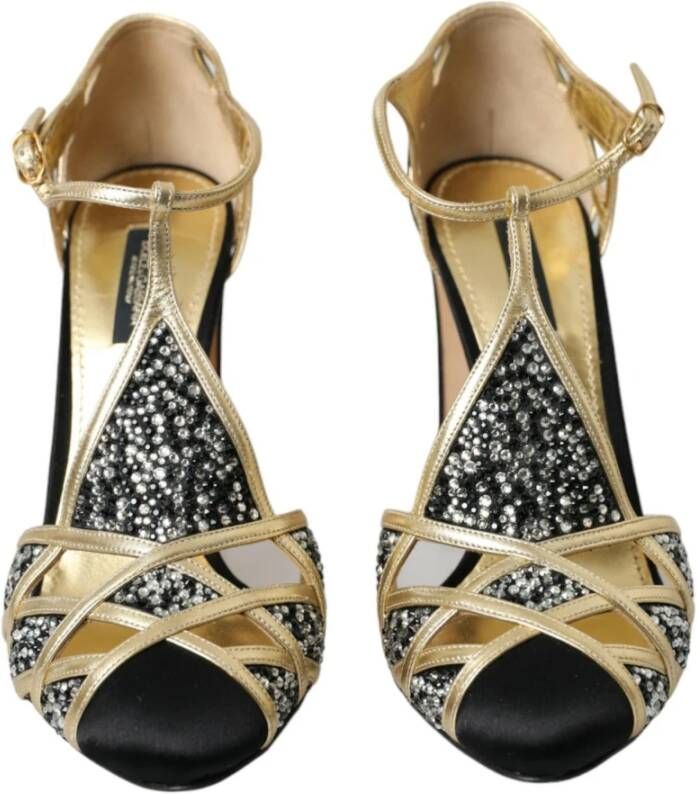 Dolce & Gabbana Zwart Goud Suède Hoge Hakken Pumps Black Dames