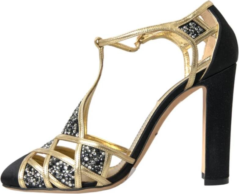 Dolce & Gabbana Zwart Goud Suède Hoge Hakken Pumps Black Dames