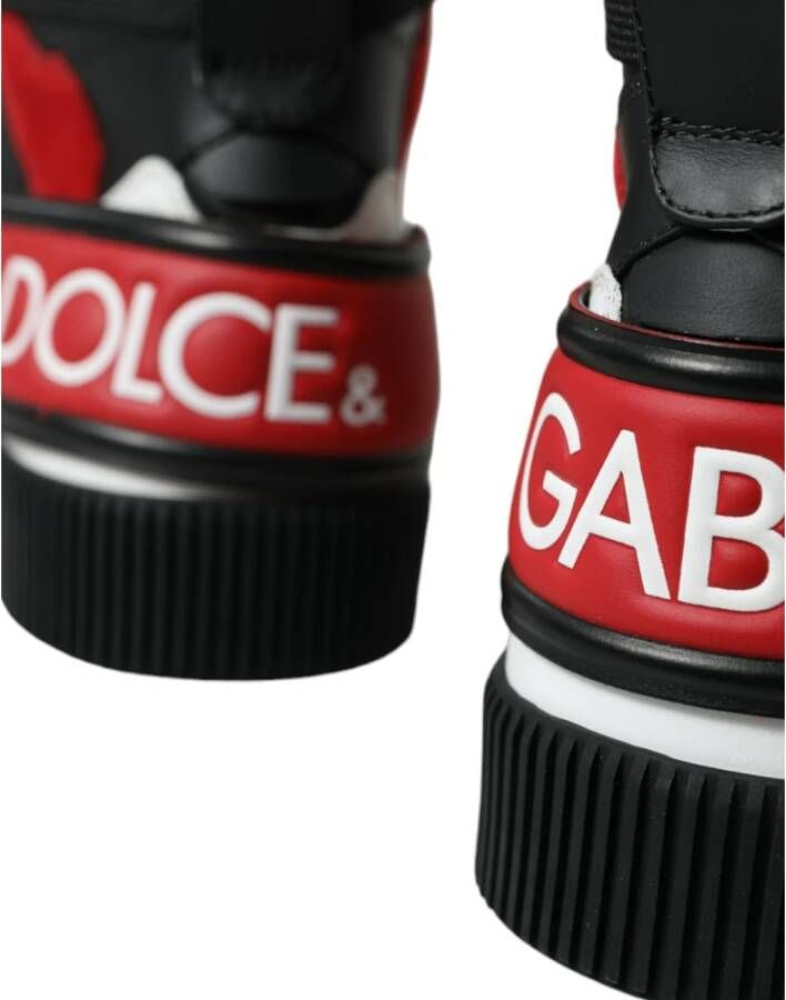 Dolce & Gabbana Zwart Rood Leren High Top Sneakers Black Heren