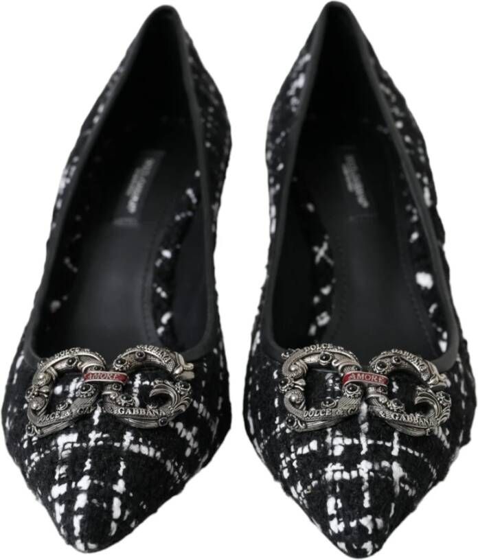 Dolce & Gabbana Zwart Tweed DG Amore Hakken Pumps Black Dames