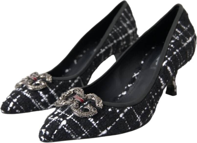 Dolce & Gabbana Zwart Tweed DG Amore Hakken Pumps Black Dames