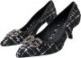 Dolce & Gabbana Zwart Tweed DG Amore Hakken Pumps Black Dames - Thumbnail 3