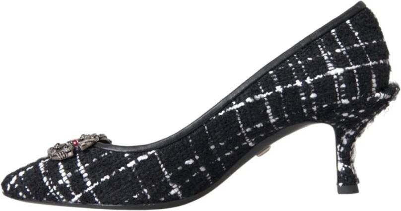 Dolce & Gabbana Zwart Tweed DG Amore Hakken Pumps Black Dames