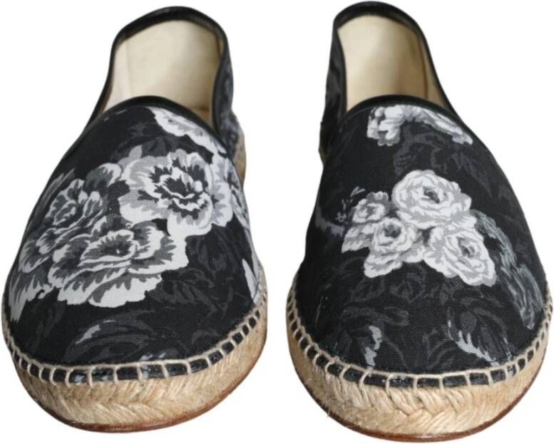 Dolce & Gabbana Zwart Wit Bloemen Espadrilles Schoenen Black Heren