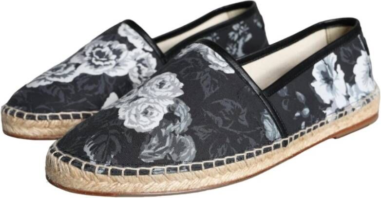 Dolce & Gabbana Zwart Wit Bloemen Espadrilles Schoenen Black Heren