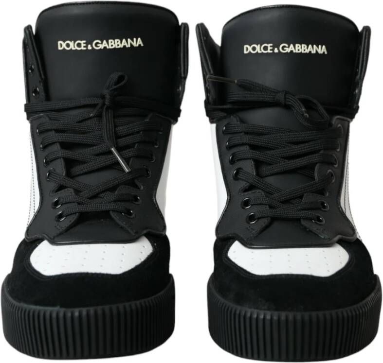 Dolce & Gabbana Zwart Wit Leren High Top Sneakers Black Heren