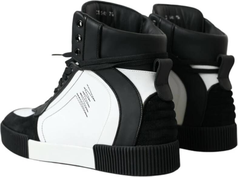 Dolce & Gabbana Zwart Wit Leren High Top Sneakers Black Heren