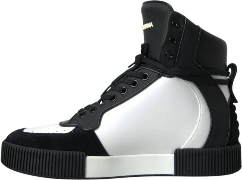 Dolce & Gabbana Zwart Wit Leren High Top Sneakers Black Heren