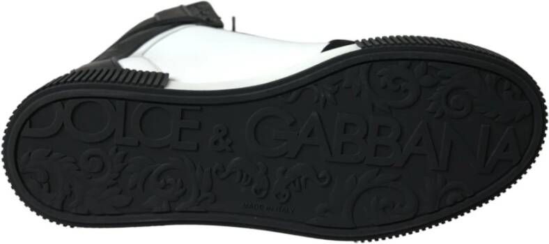 Dolce & Gabbana Zwart Wit Leren High Top Sneakers Black Heren