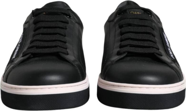 Dolce & Gabbana Zwart Wit Leren Veterschoenen Black Heren