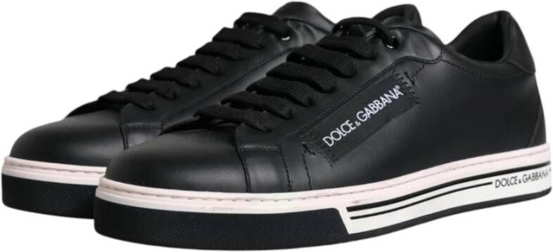 Dolce & Gabbana Zwart Wit Leren Veterschoenen Black Heren