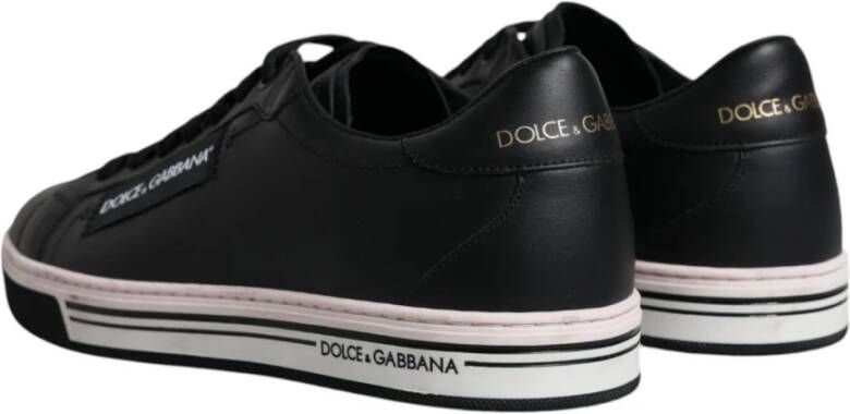 Dolce & Gabbana Zwart Wit Leren Veterschoenen Black Heren