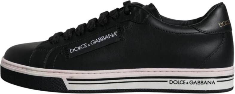 Dolce & Gabbana Zwart Wit Leren Veterschoenen Black Heren