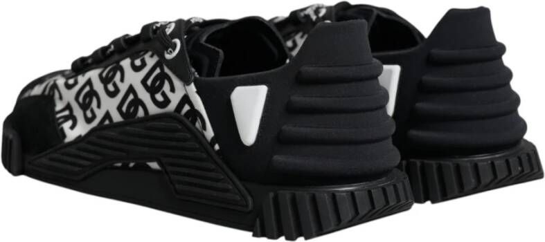 Dolce & Gabbana Zwart Wit Logo Veterschoenen Black Heren