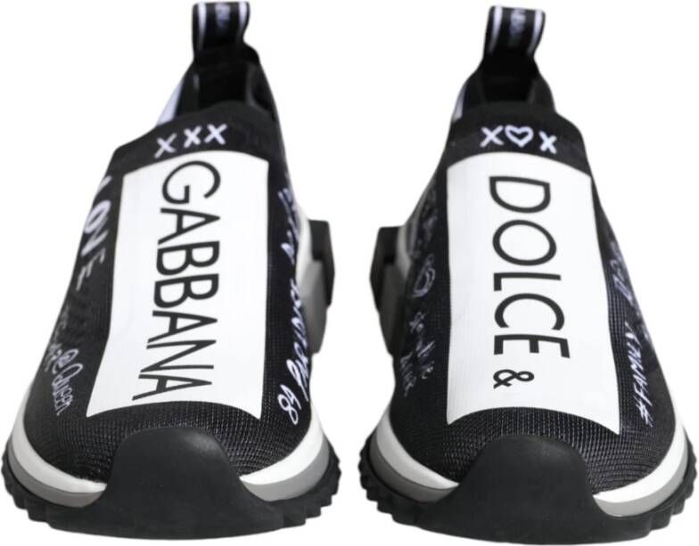 Dolce & Gabbana Zwart Wit Sorrento Sneakers Rubber Zool Black Dames