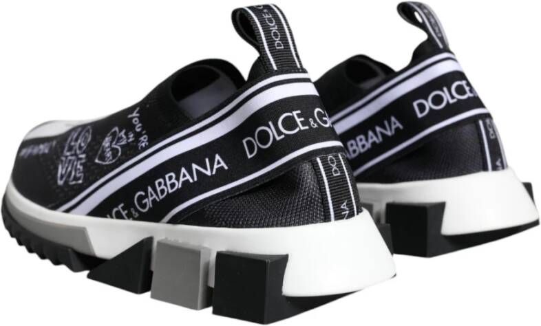 Dolce & Gabbana Zwart Wit Sorrento Sneakers Rubber Zool Black Dames