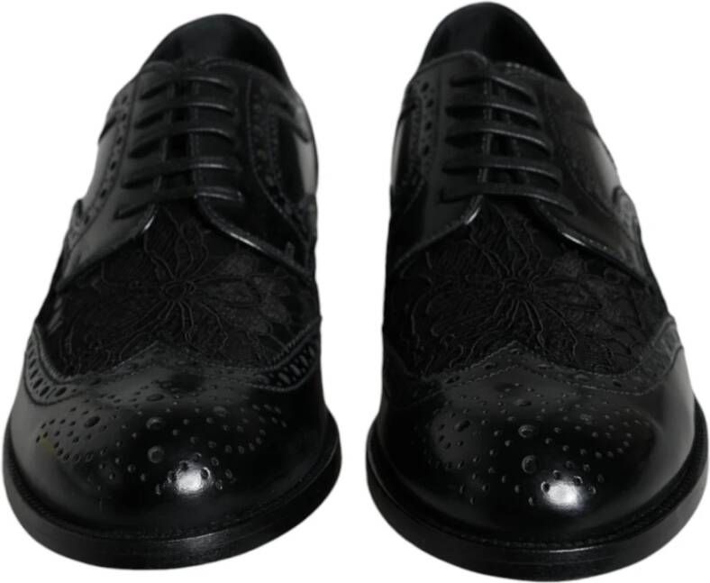 Dolce & Gabbana Zwarte Bloemen Kant Jurk Schoenen Black Dames