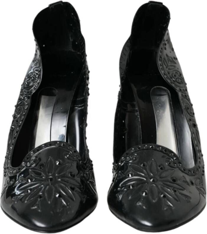 Dolce & Gabbana Zwarte Bloemen Patent Leren Pumps Black Dames