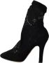 Dolce & Gabbana Zwarte Bloemenkant Pumps Laarzen Black Dames - Thumbnail 5