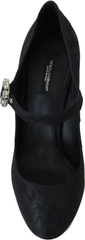 Dolce & Gabbana Zwarte Brokaat Hoge Hakken Mary Janes Schoenen Black Dames