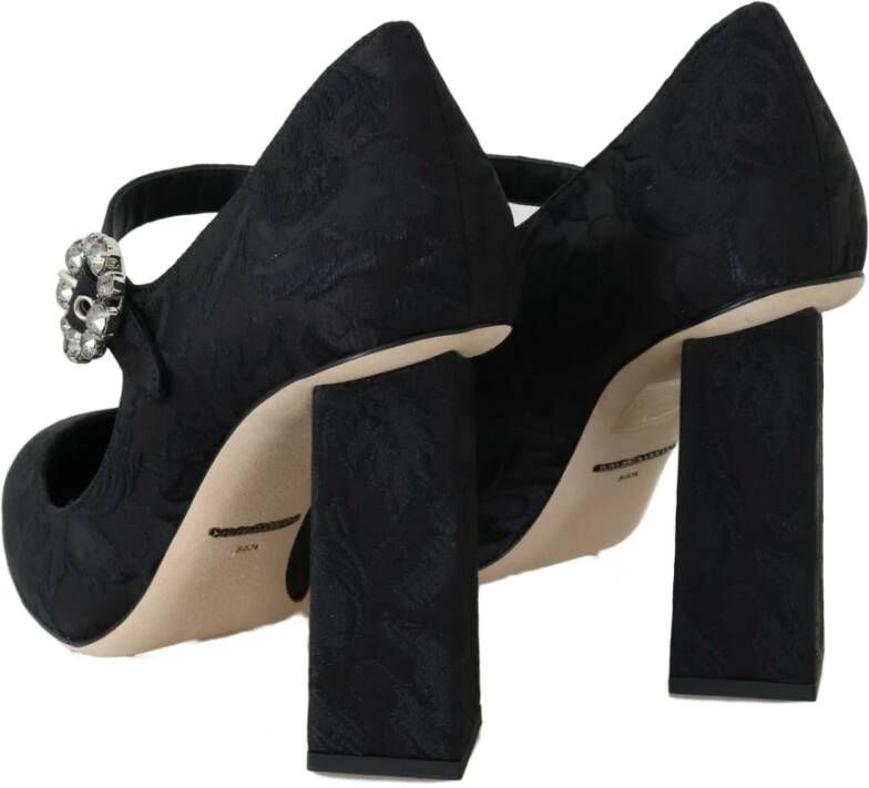 Dolce & Gabbana Zwarte Brokaat Hoge Hakken Mary Janes Schoenen Black Dames