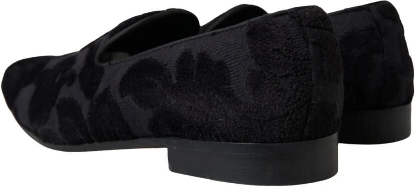 Dolce & Gabbana Zwarte Brokaat Loafers Black Heren