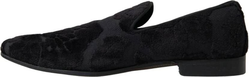 Dolce & Gabbana Zwarte Brokaat Loafers Black Heren