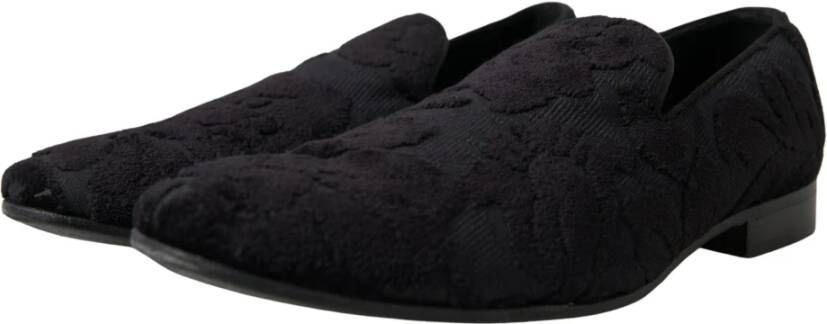 Dolce & Gabbana Zwarte Brokaat Loafers Black Heren