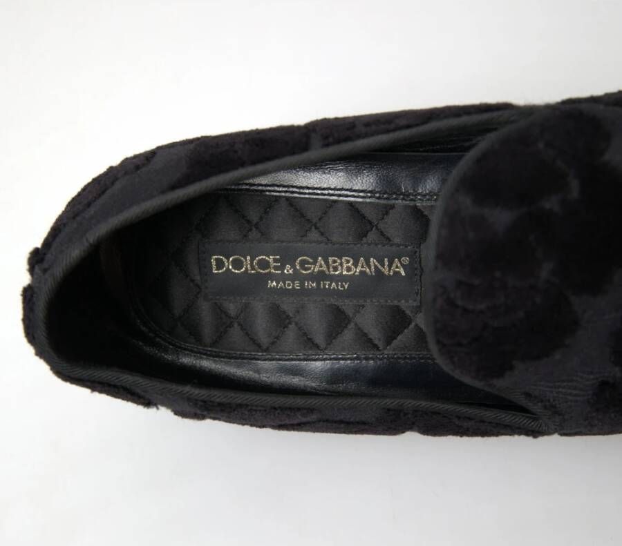 Dolce & Gabbana Zwarte Brokaat Loafers Black Heren