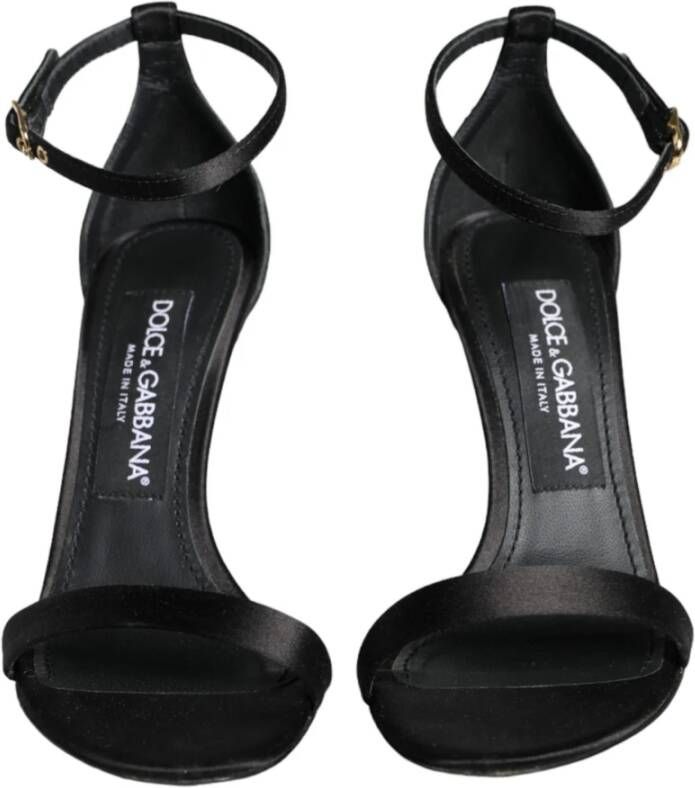 Dolce & Gabbana Zwarte Enkelband Hakken Sandalen Black Dames