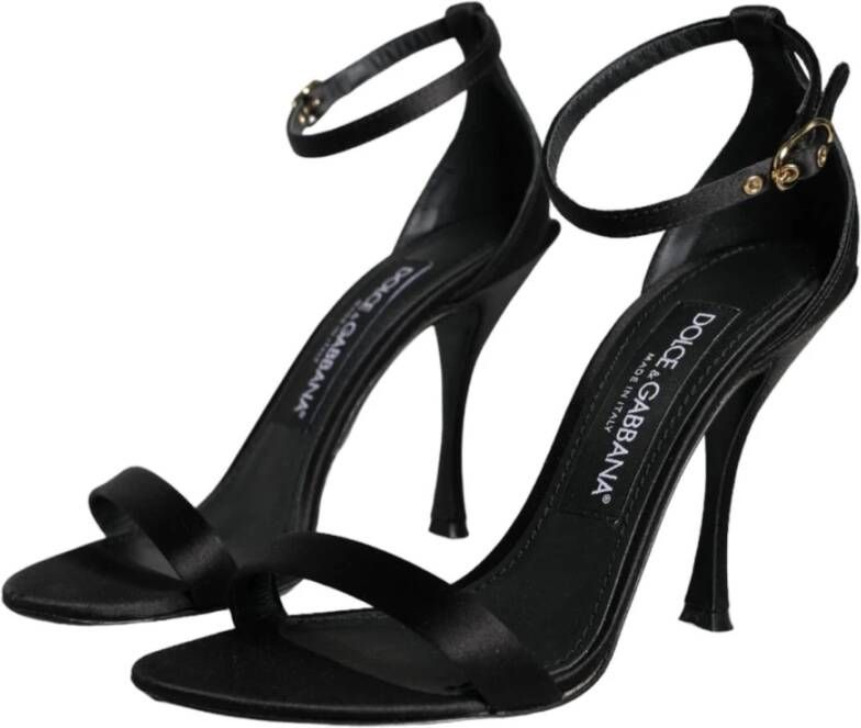 Dolce & Gabbana Zwarte Enkelband Hakken Sandalen Black Dames