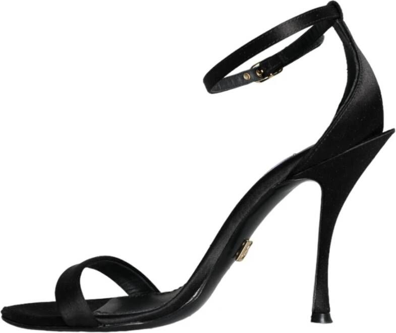 Dolce & Gabbana Zwarte Enkelband Hakken Sandalen Black Dames