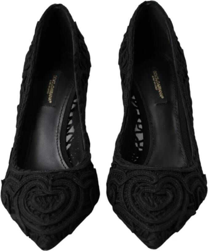 Dolce & Gabbana Zwarte Geborduurde Pump Hakken Schoenen Black Dames