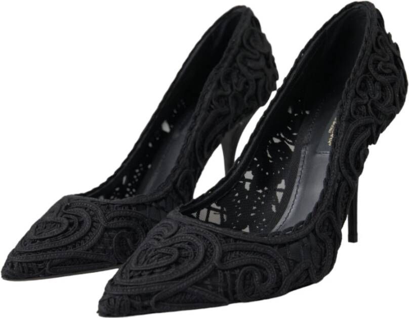 Dolce & Gabbana Zwarte Geborduurde Pump Hakken Schoenen Black Dames