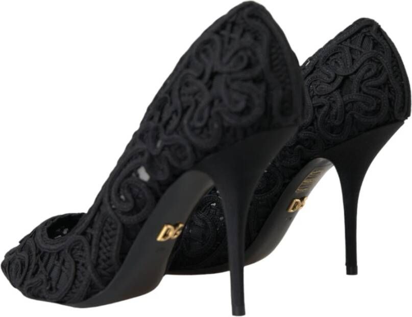 Dolce & Gabbana Zwarte Geborduurde Pump Hakken Schoenen Black Dames