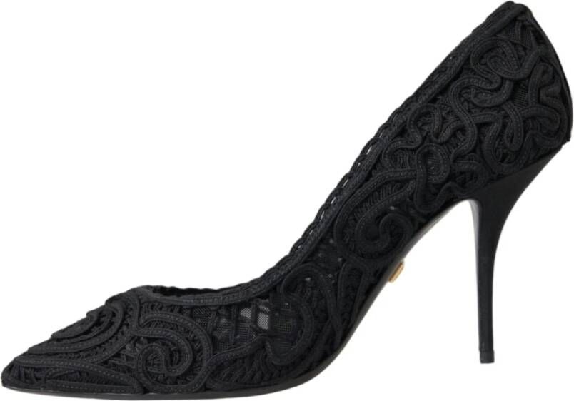 Dolce & Gabbana Zwarte Geborduurde Pump Hakken Schoenen Black Dames