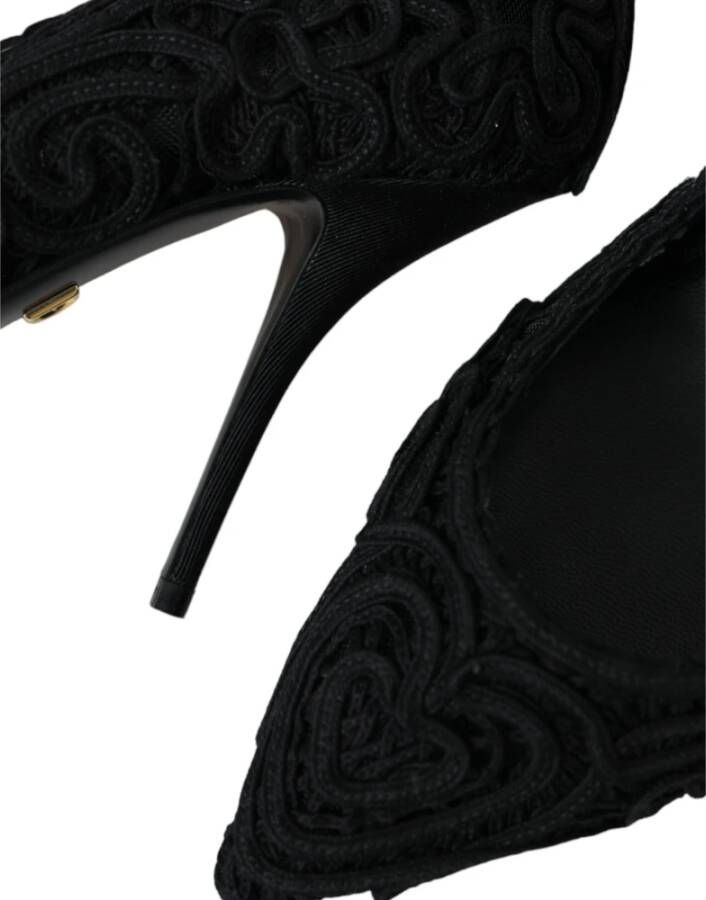 Dolce & Gabbana Zwarte Geborduurde Pump Hakken Schoenen Black Dames