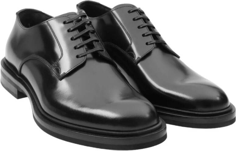 Dolce & Gabbana Zwarte Geborsteld Kalfsleren Derby Schoenen Black Heren