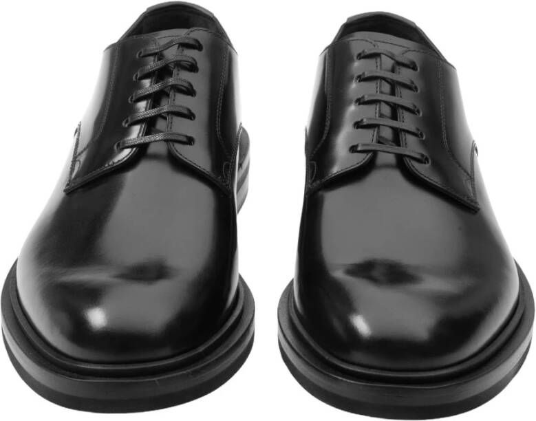 Dolce & Gabbana Zwarte Geborsteld Kalfsleren Derby Schoenen Black Heren