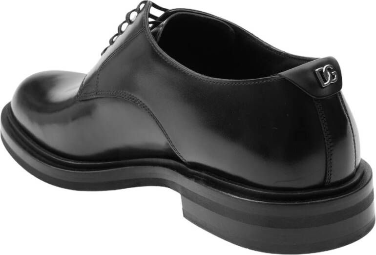 Dolce & Gabbana Zwarte Geborsteld Kalfsleren Derby Schoenen Black Heren