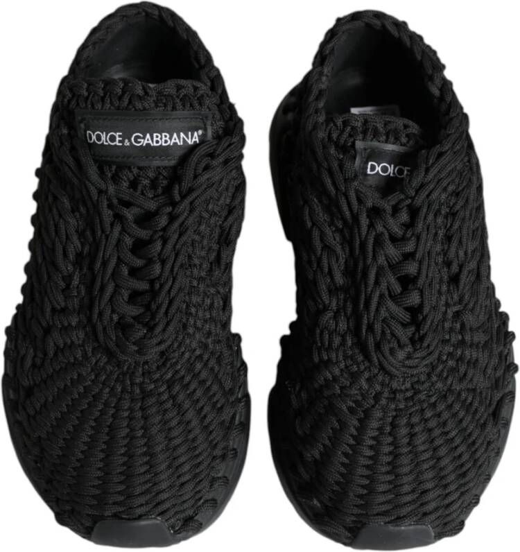 Dolce & Gabbana Zwarte Gebreide Lage Sneakers Black Dames