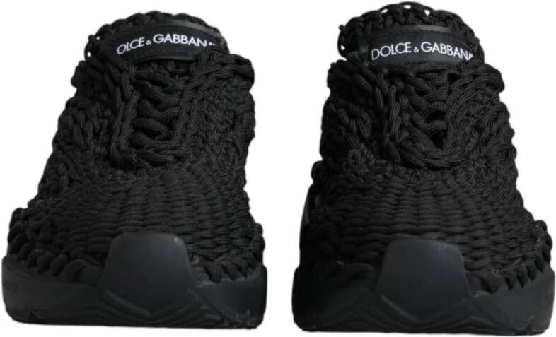 Dolce & Gabbana Zwarte Gebreide Lage Sneakers Black Dames