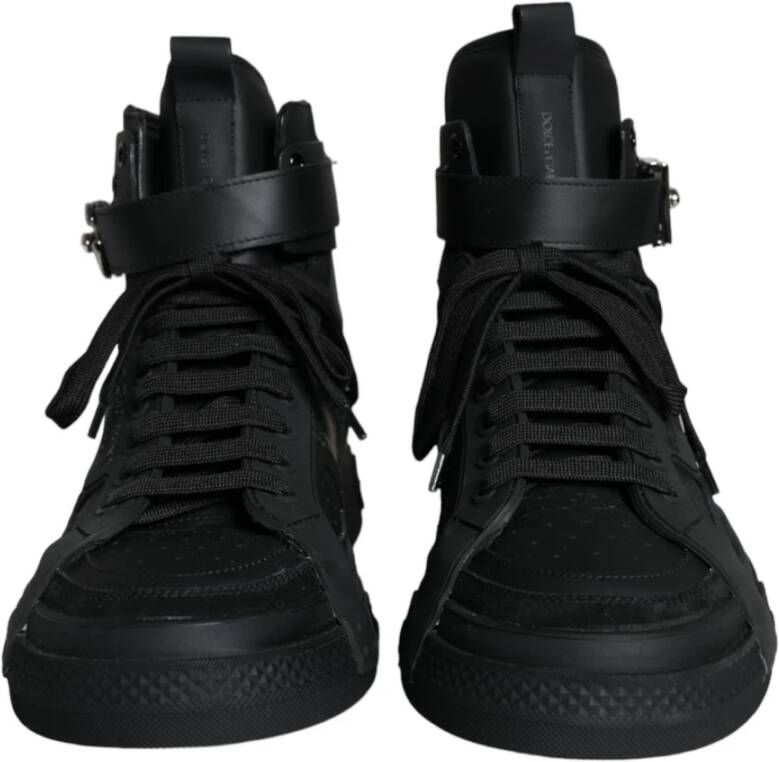 Dolce & Gabbana Zwarte Geperforeerde High Top Sneakers Black Heren