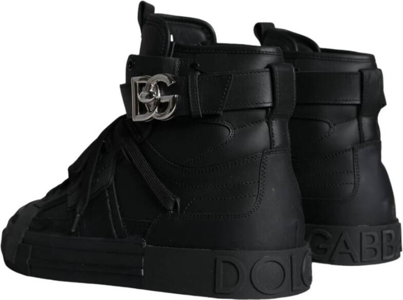 Dolce & Gabbana Zwarte Geperforeerde High Top Sneakers Black Heren